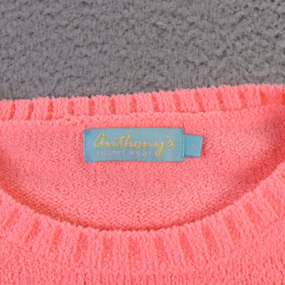 Anthony's Resort Wear Chenille Sweater Womens Small Pink Crew Neck Preppy Cozy - Picture 4 of 9